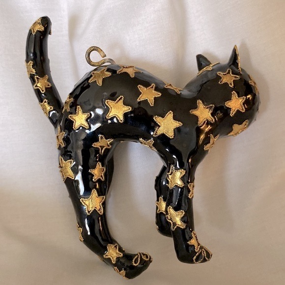Enameled Faberge Style Hand Decorated Halloween Cat Decor - Picture 5 of 12